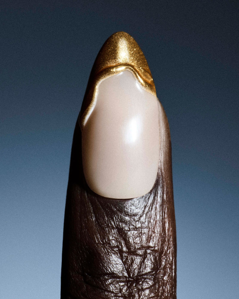 french manicure with nail art gold chrome french tips